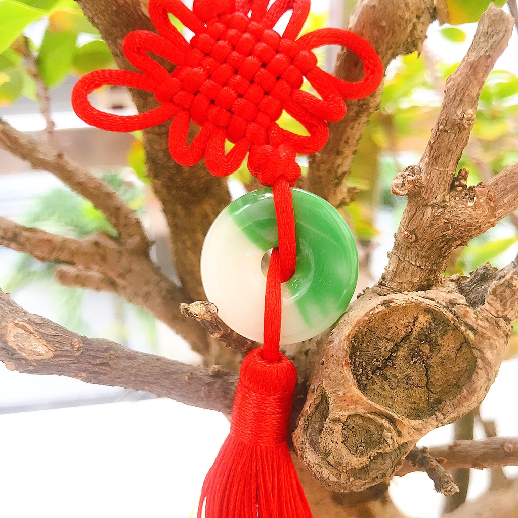 Dây treo cát tường đỏ ngọc bội phong thủy tài lộc, thích hợp để trang trí