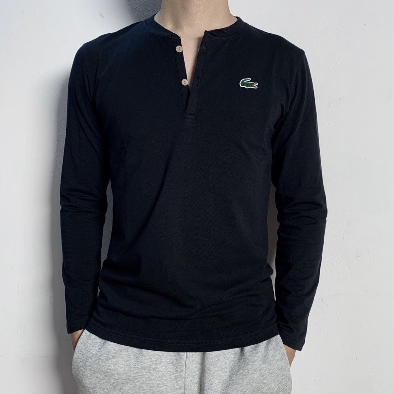 Áo thun nam dài tay cổ trụ - chất liệu cotton co giãn 4 chiều - thấm hút mồ hôi - thoáng mát - logo ép nhiệt chắc chắn | BigBuy360 - bigbuy360.vn