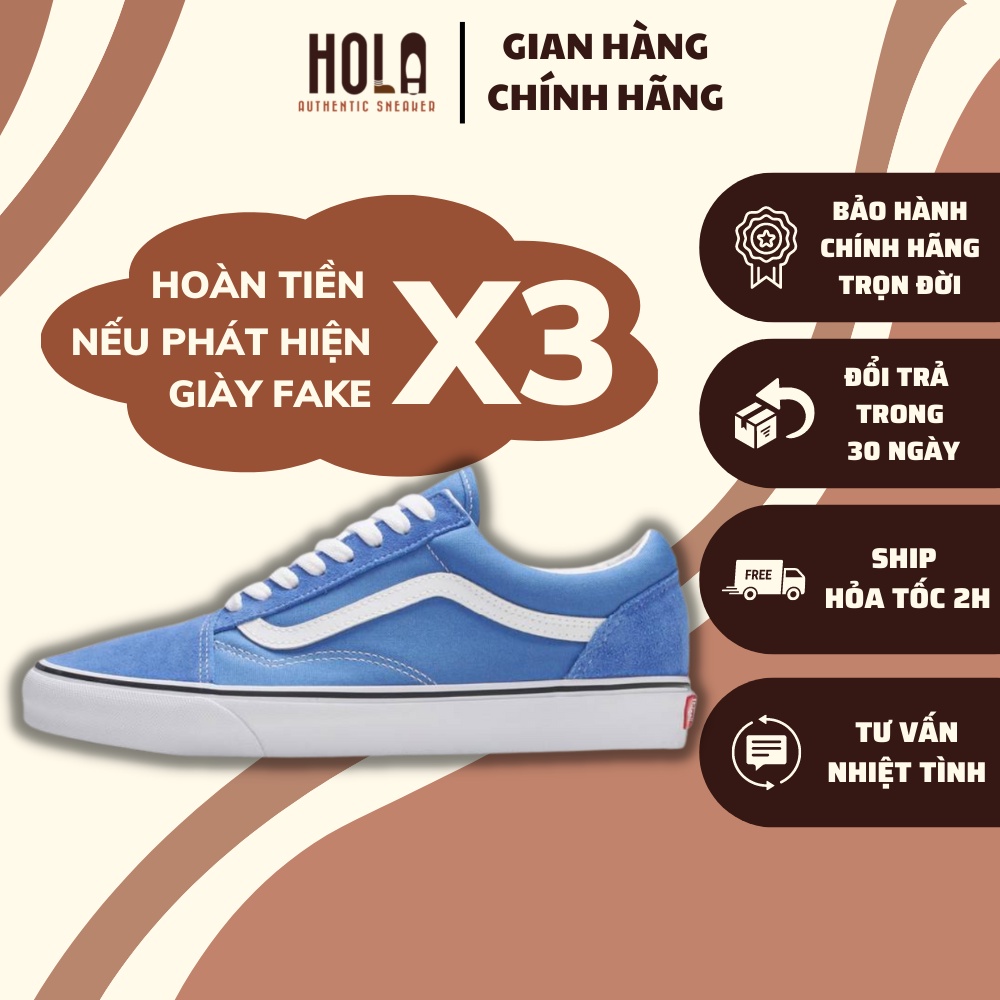 Giày Vans real, Vans oldskool chính hãng màu blue new real 100%, check ra FAKE hoàn tiền x3