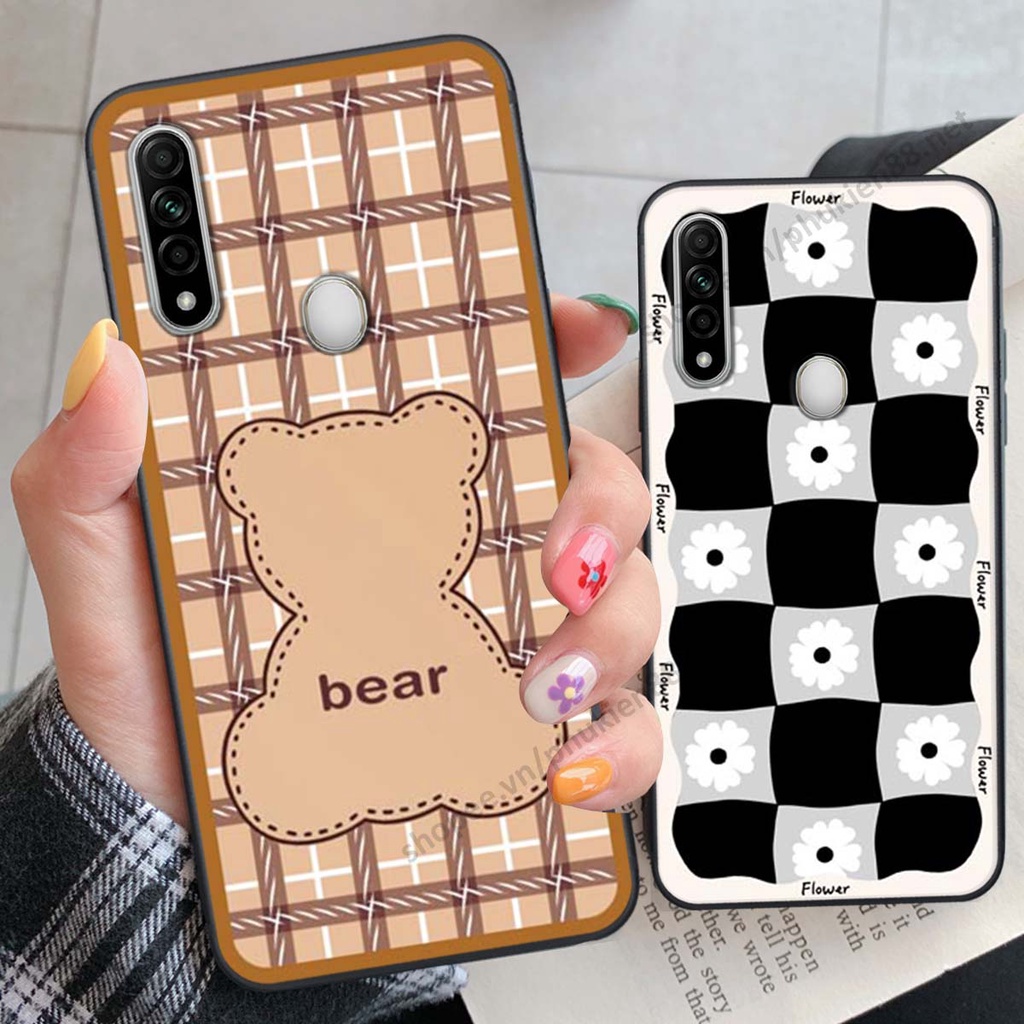 Ốp lưng Oppo A31 ốp điện thoại LineBear, bé tóc xù, hoa siêu đẹp