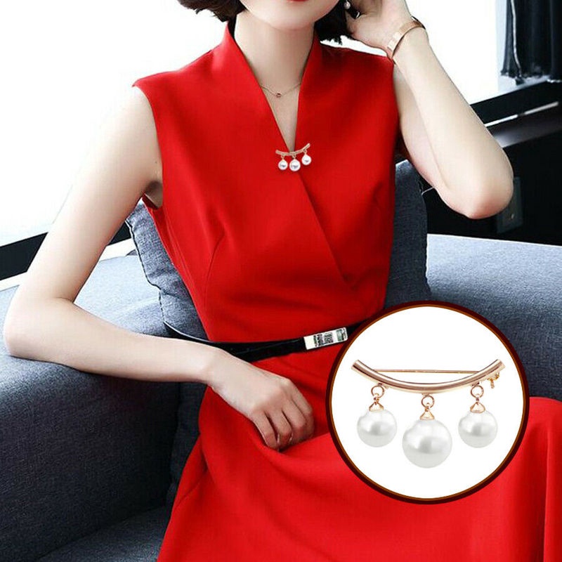 Ghim Cài Áo Hợp Kim Đính Hạt Ngọc Trai Trắng Thời Trang Cho Nữ