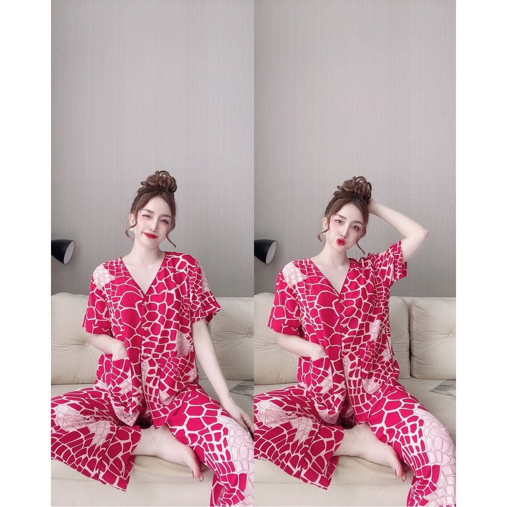 Đồ Mặc Nhà, Đồ Ngủ Sexy Nữ Pyjama Quần Dài Tay Ngắn Chất Đũi Lụa Mềm Mát Dưới 65Kg | BigBuy360 - bigbuy360.vn