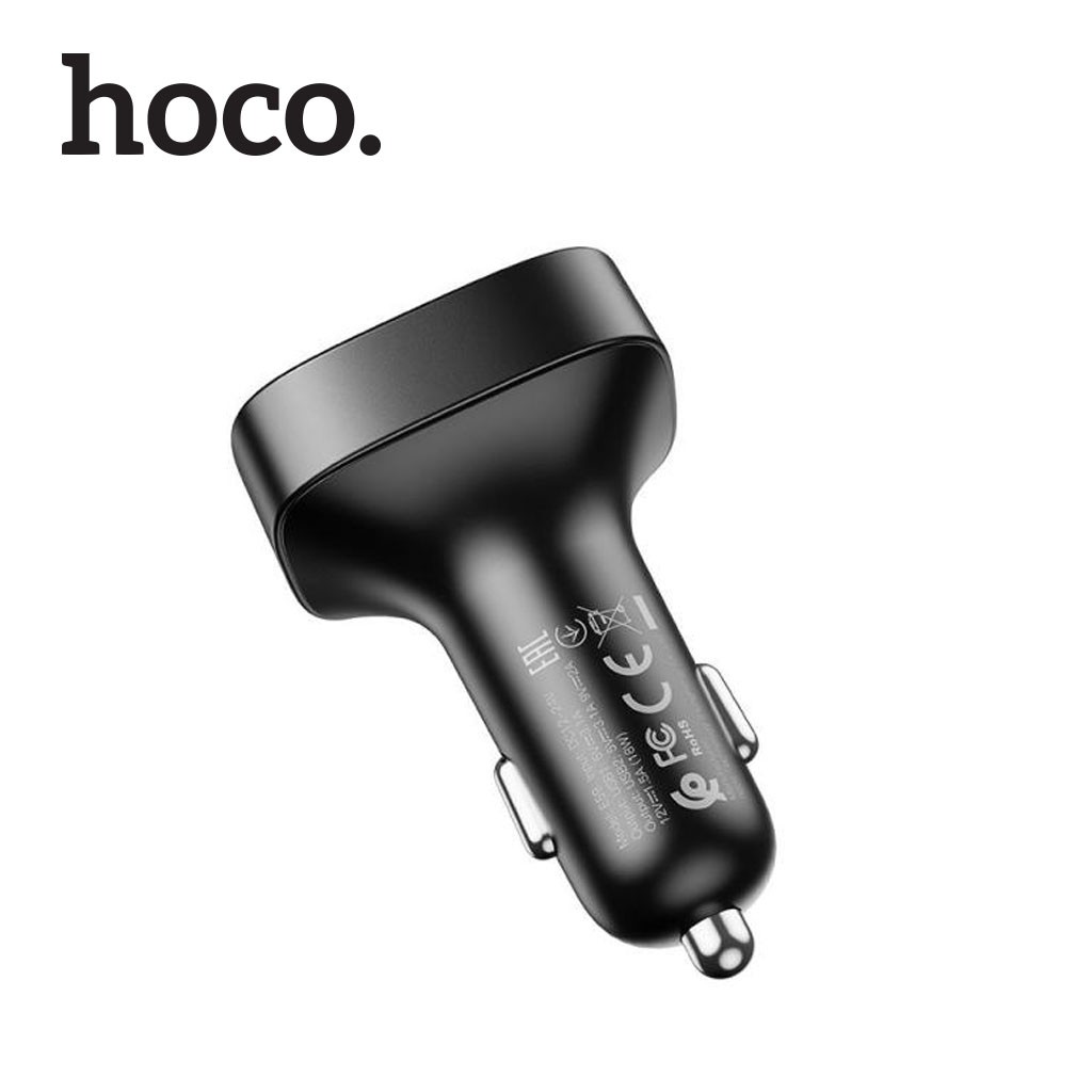 Tẩu sạc xe hơi Hoco E59 V5.0, 2 cổng USB ( 5V/3.1A + Q.C 3.0 ) khe cắm thẻ TF, hỗ trợ nghe nhạc và sạc điện thoại