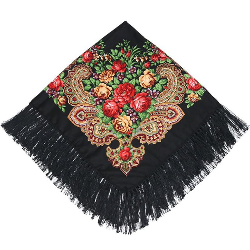 Khăn Choàng Nữ In Hoa Tua Rua Thời Trang