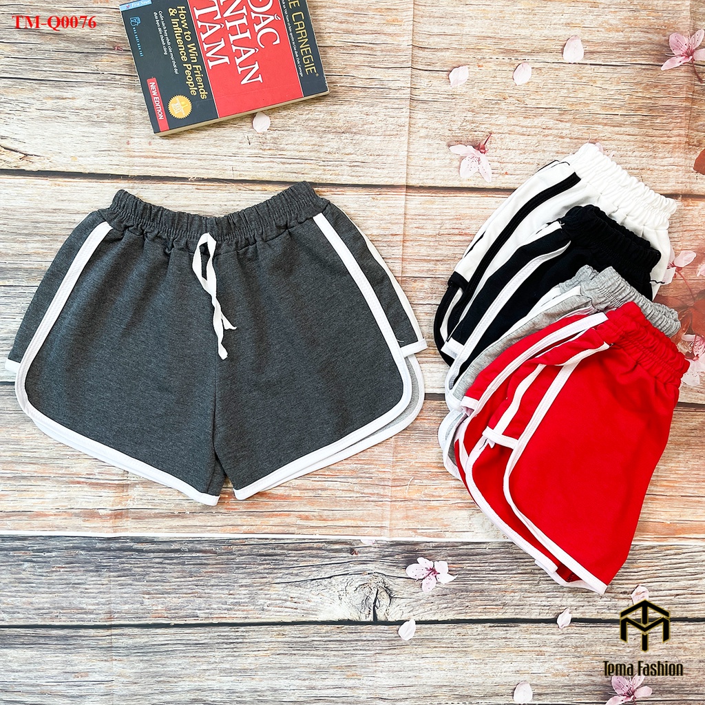 Quần đùi nữ MIA 1992 cao cấp - Quần short nữ Umi da cá cạp chun lưng cao viền kẻ sọc bắt mắt