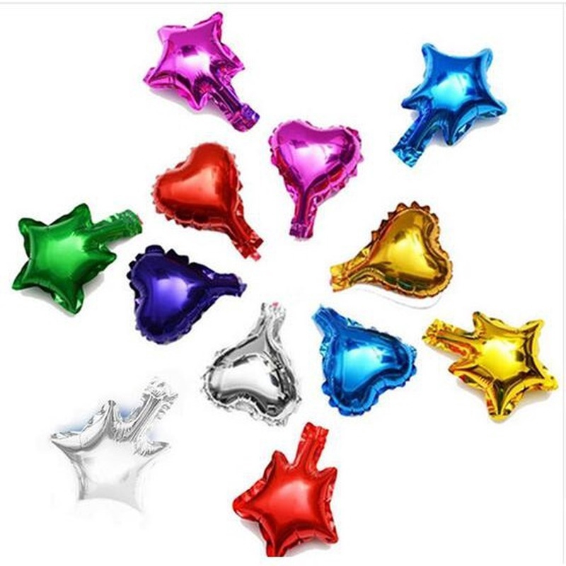 10 Bong Bóng Lá Nhôm Hình Ngôi Sao/Trái Tim 5/10 inch Dùng Trang Trí Tiệc Sinh Nhật
