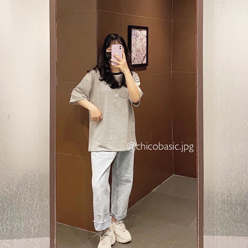 [ẢNH THẬT 100%] Áo phông kẻ siêu HOT oversize tay lỡ from rộng cho nam nữ 100% cotton co dãn 4 chiều