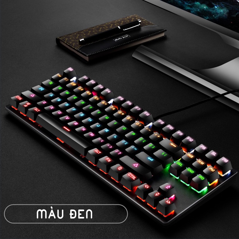 Bàn phím cơ máy tính TKL có dây gaming giá rẻ blue switch led RGB LUVIBA K550