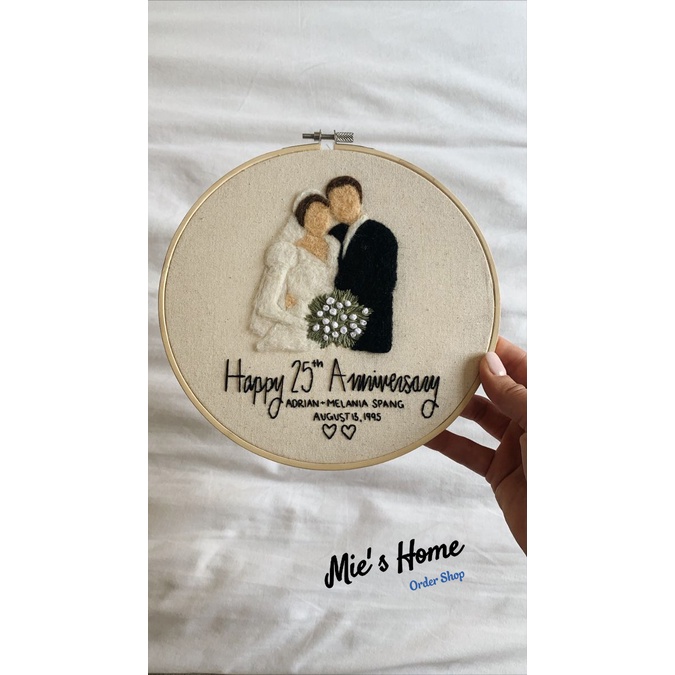 KIT thêu tay kỉ niệm ngày cưới Vintage DIY tự làm thay thiệp Chúc Mừng handmade trang trí quà tặng - MIE Handmade Shop