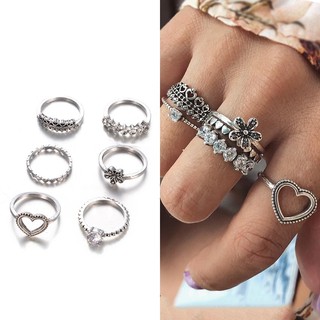 Set 6 nhẫn hợp kim họa tiết độc đáo và thời trang cho nữ