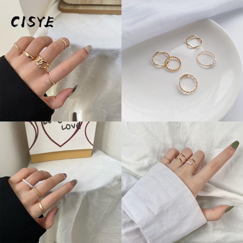 Set 4/ 5 nhẫn đeo ngón tay thiết kế sang trọng thời trang