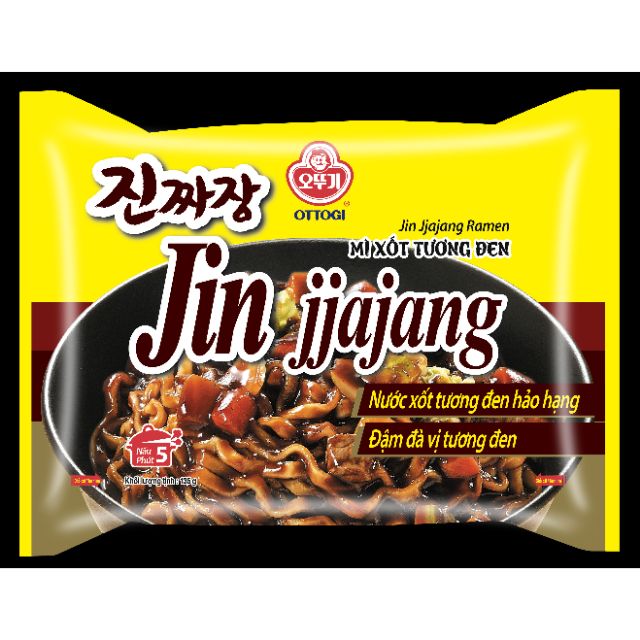 Mì Ottogi xốt tương đen Jin Jjajang Ramen (Gói 135g)