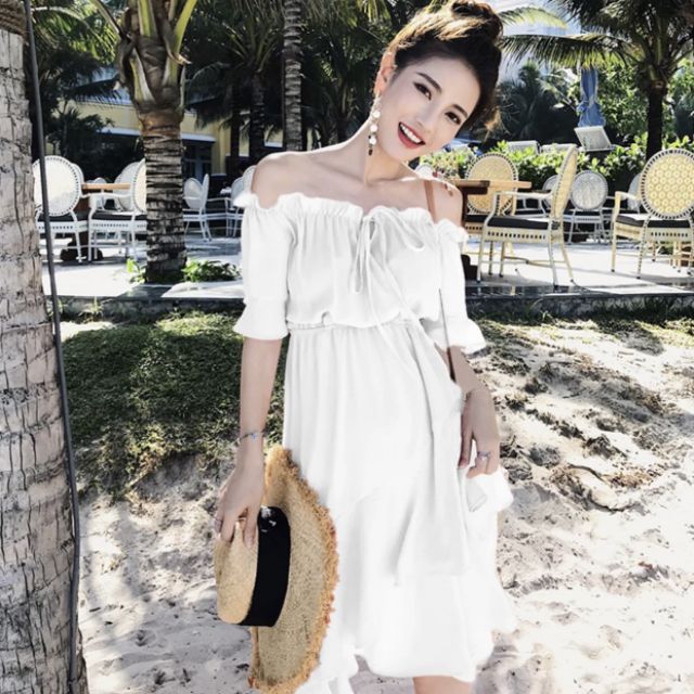 VÁY TRỄ VAI XOÈ THẮT NƠ siêu xinh (kèm ảnh thật) | BigBuy360 - bigbuy360.vn