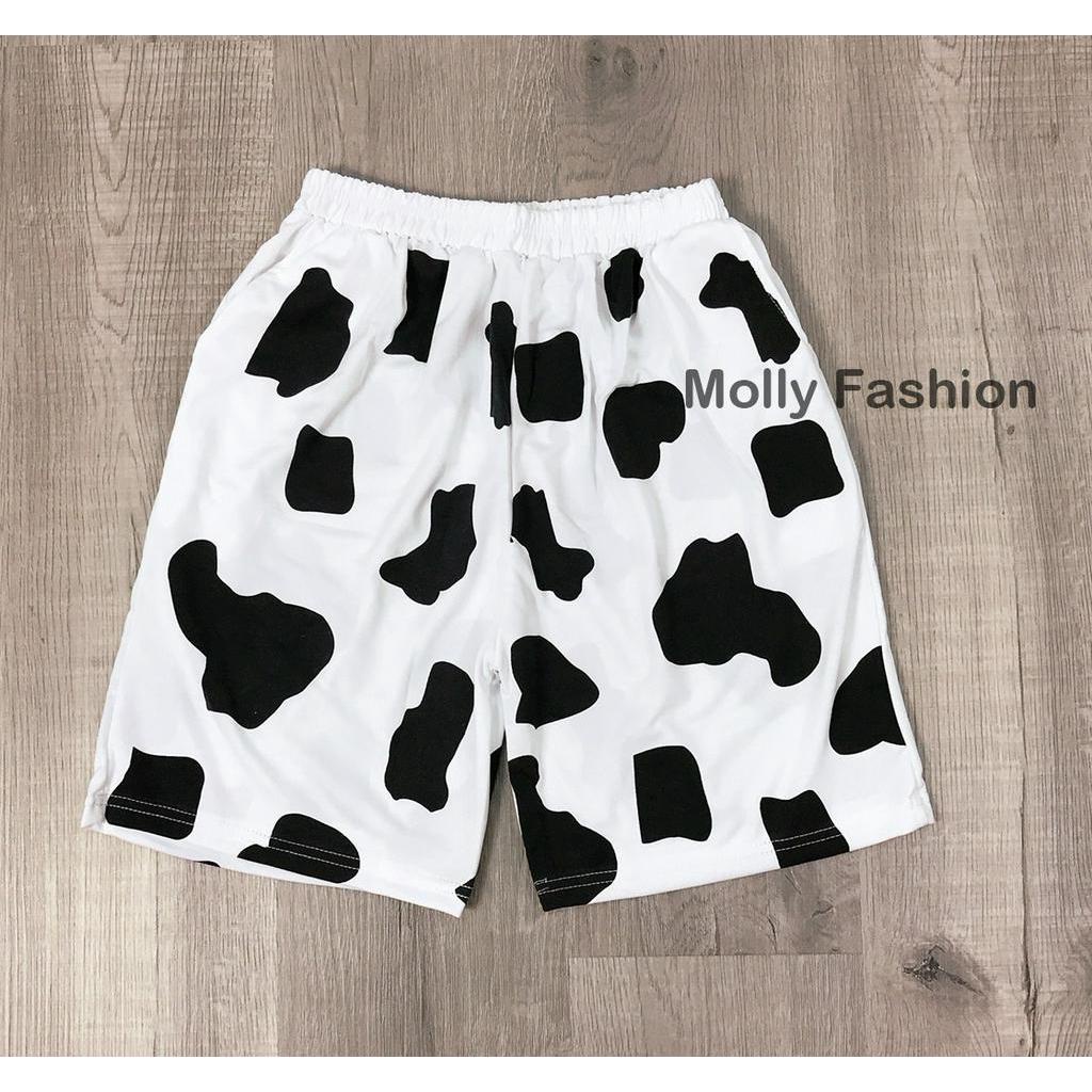 Quần Short lửng Cartoon Unisex BÒ SỮA ❤️ Quần đùi hoạt hình mặc nhà nam nữ Freesize Molly Fashion