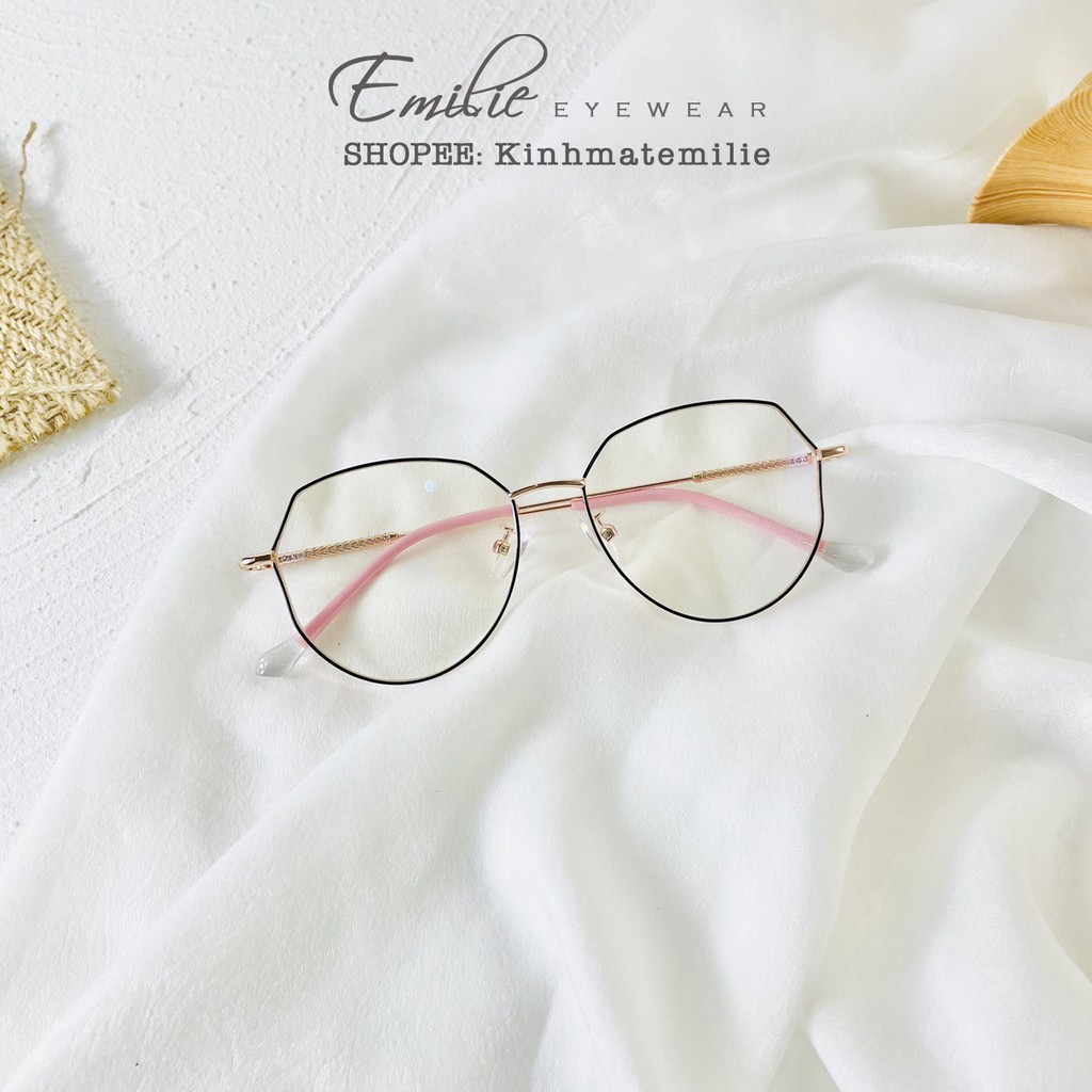 Kính gọng mảnh mắt mèo nữ Emilie eyewear chất liệu kim loại phụ kiện thời trang 2668