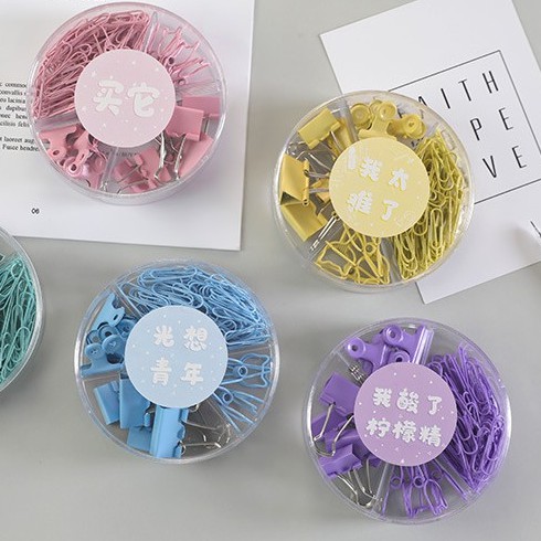 Hộp ghim kẹp bướm sắt chia ngăn nhiều màu ST424