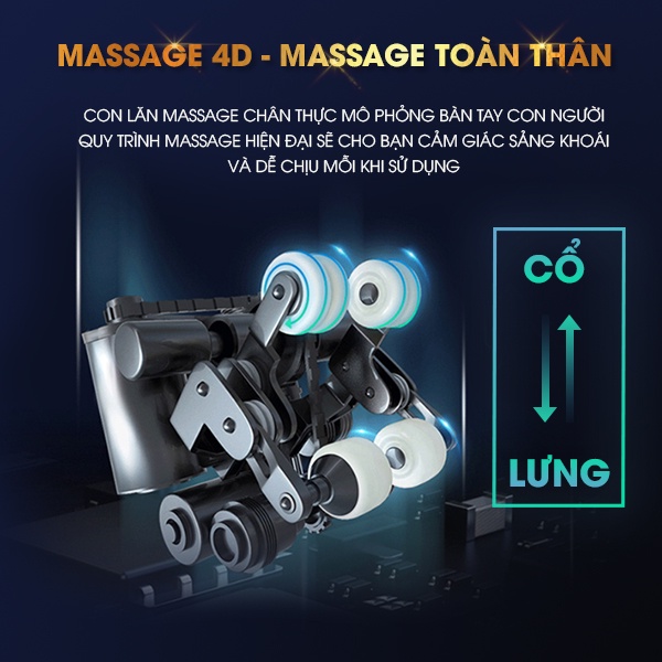 Ghế massage toàn thân bảo hành 10 năm 4D di chuyển thư giãn trị liệu chuyên sâu Funiko OS 355