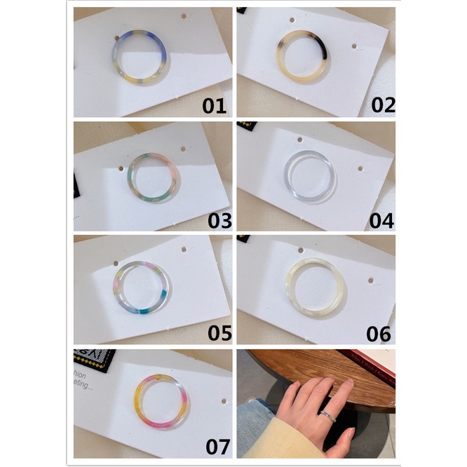 Nhẫn đeo ngón tay acrylic trong suốt đơn giản phong cách thời trang Hàn Quốc size 6 cho nữ