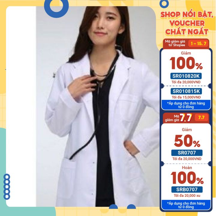 Áo blue trắng, áo choàng bác sĩ dài/ ngắn tay nhận may đồng phục bác sĩ