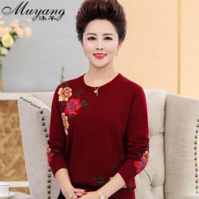 Áo len nữ trung niên cao cấp kiểu dáng sang trọng QCNP1383
