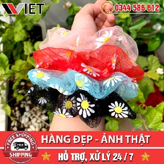 [SỈ LẺ] Dây Buộc Tóc Vải Scunchies Hoa Cúc Thanh Lịch - Cột Tóc Vải Hoa Thời Trang