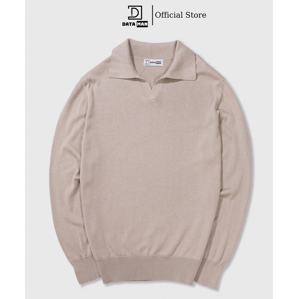 Áo Polo nam dài tay DATAMAN dệt kim, phong cách Hàn Quốc vải cotton chải kĩ mềm mịn, không bai xù, bo tay bo gấu | BigBuy360 - bigbuy360.vn