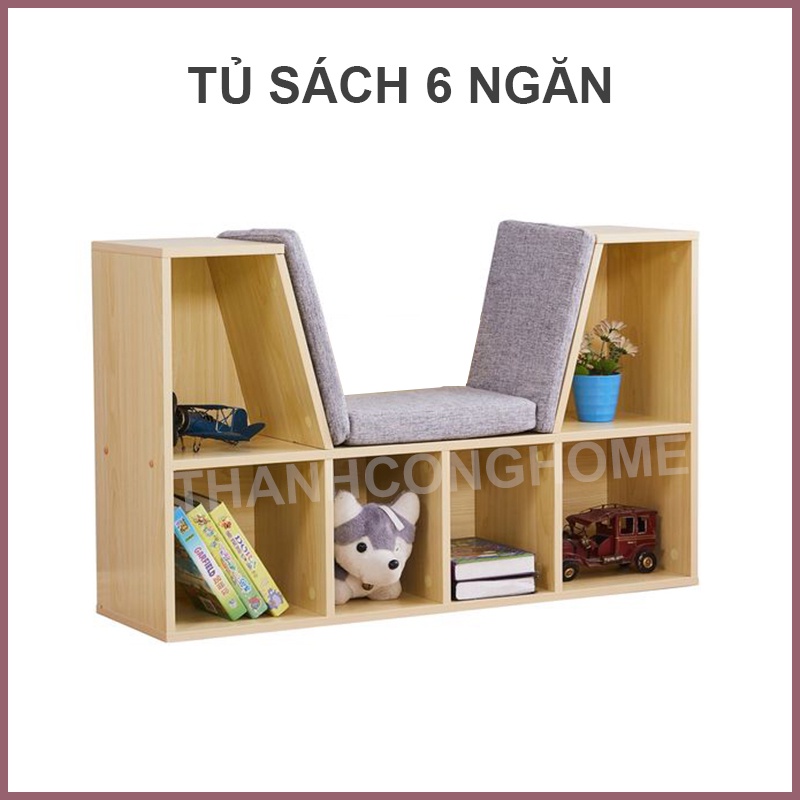 Tủ Sách 6 Ngăn Cho Trẻ Em, Tủ Cho Bé Kèm Nệm, Lắp Ráp Dễ Dàng