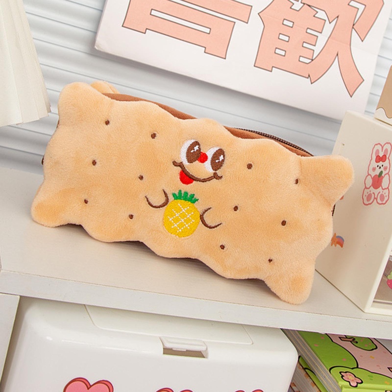 Túi Đựng Bút/ Mỹ Phẩm Hình Bánh Quy Hoạt Hình Nhồi Bông Dễ Thương Cho Nữ Sinh