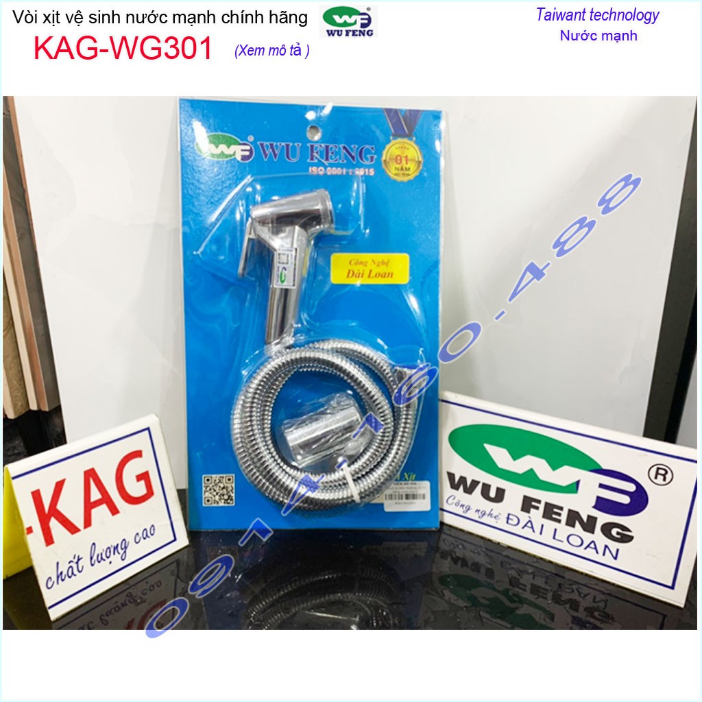 Vòi xịt vệ sinh Wufeng KAG-WG301 Chrome, Vòi rửa nhà tắm tia nước thẳng xịt mạnh sử dụng siêu bền