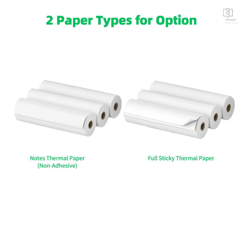 Cuộn giấy dán nhiệt 107x30mm không dính BPA chống nước chống dầu mini BT 3 cuộn cho máy in PeriPage A9 Max/A9s Max