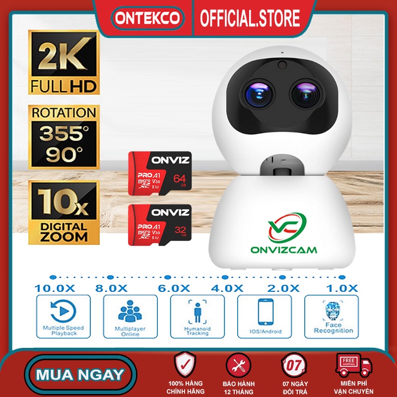 Camera ONVIZCAM RB20 wifi robot mắt kép siêu zoom 10x sử dụng app Carecam pro- BH chính hãng 12 tháng