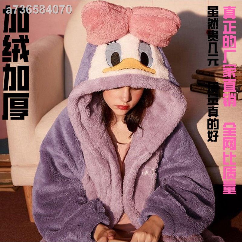 ☸Ltd. Ltd.❁Đầm ngủ tay dài in hình vịt Donald đáng yêu