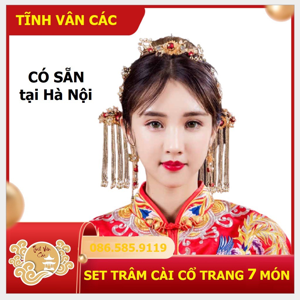 Set trâm cài cổ trang 7 món Tĩnh Vân Các (có sẵn)