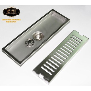 Hố ga thoát sàn Inox SUS 304 10X30cm Eurolife EL-HG16 (Trắng bạc)