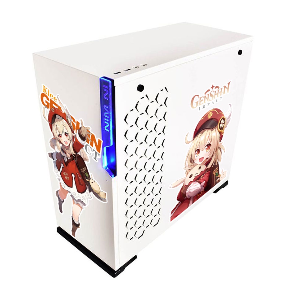 Genshin Impact Stickers cho PC Case ATX Mid Tower Máy tính trang trí nội thất Decal chống thấm nước có thể tháo rời