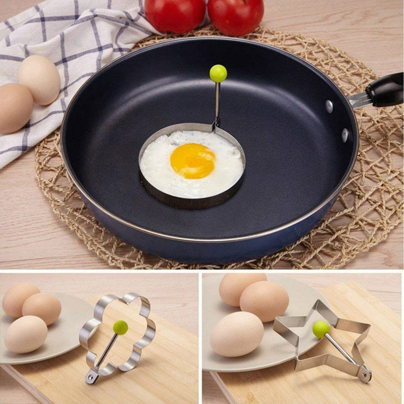 JOSMOMO 5 hình dạng bằng thép không gỉ omelet pancake shader khuôn trứng tráng khuôn omelet dụng cụ nấu ăn phụ kiện nhà bếp