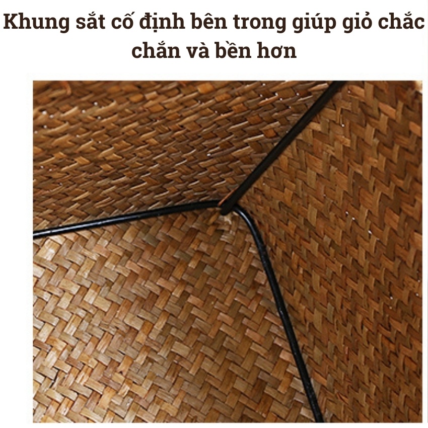 Giỏ Đựng Đồ Cói Tự Nhiên BAMBOOO ECO Để Đồ Trang Trí - Mỹ Phẩm - Đồ Khô Dùng Trong Phòng Khách Phòng Ngủ Góc Học Tập