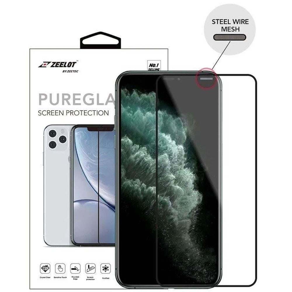 Kính Cường Lực Zeelot 2.5D PureGlass Lưới Thép Chống Bụi Loa iPhone 12 Series /11 Pro Max/11 Pro/11/XS Max/XS/XR/X