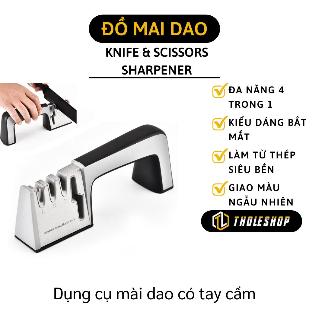 Dụng Cụ Mài Dao - Đá Mài Dao Kéo 4 Rãnh Có Tay Cầm Tiện Lợi 8533