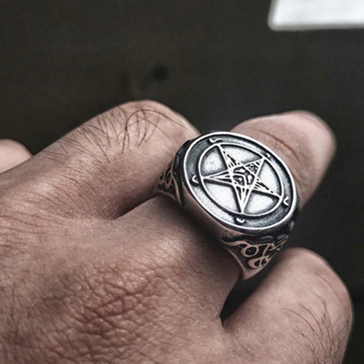 Nhẫn Thép Không Gỉ Mặt Thánh Giá Satan JP5