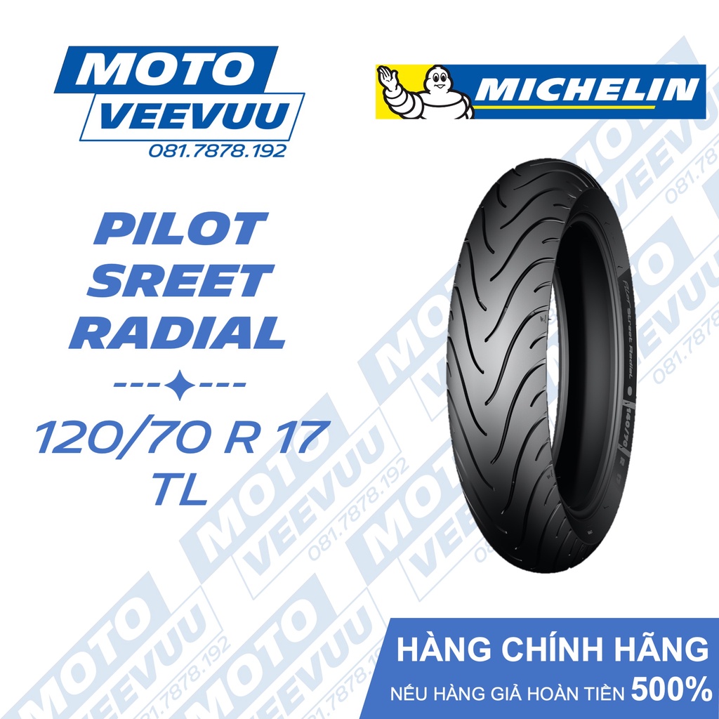 Vỏ lốp xe máy Michelin 120/70R17 TL Pilot Street Radial ( 120/70-17 )