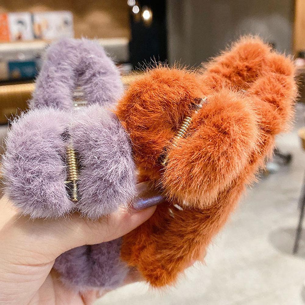 Kẹp Tóc Móng Vuốt Màu Trơn Giữ Ấm Mùa Đông Thiết Kế Tinh Tế Dễ Thương Dành Cho