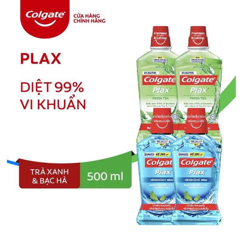 Nước súc miệng Colgate plax bạc hà/trà xanh 500ml(quý khách vui lòng mua 2 chai 1)