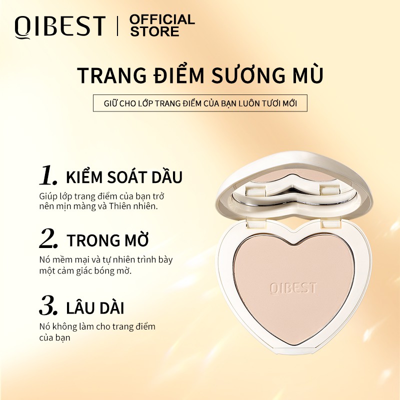 Phấn phủ dạng nén QIBEST kiềm dầu trang điểm cho mặt chống thấm nước che phủ lỗ chân lông 51G | BigBuy360 - bigbuy360.vn