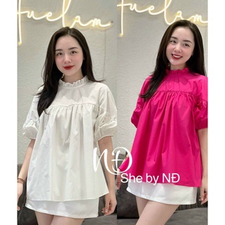 áo babydoll tiểu thư cổ tròn ngắn tay PN00346