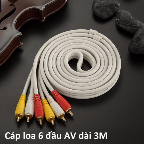 Cáp loa AV 6 đầu hoa sen RCA dài 3M cao cấp JSJ (dây AV 6 đầu) - Điện Việt