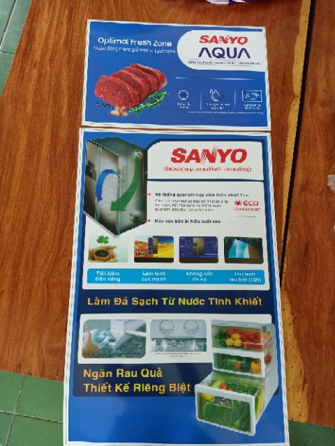 Tem dán tủ lạnh Sanyo size to khổng lồ