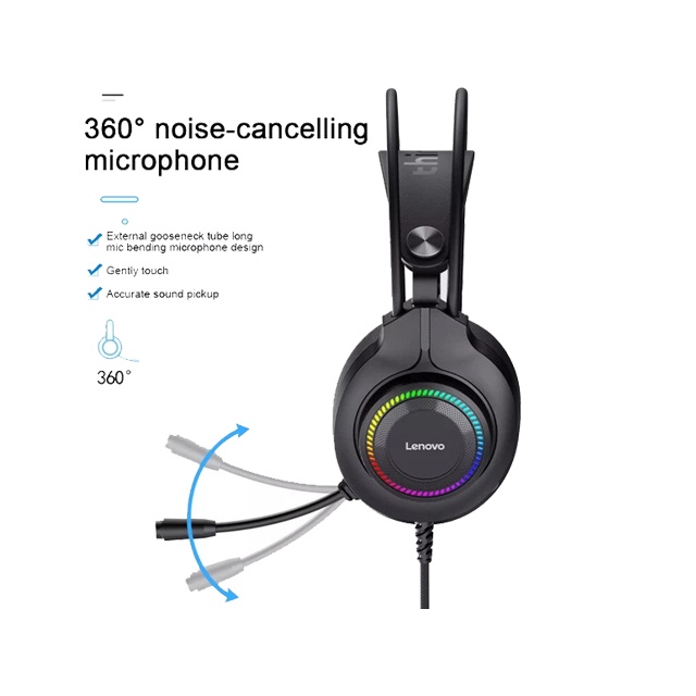 Tai nghe choàng đầu G20 1zắc 3.5mm+USB đen LED LENOVO