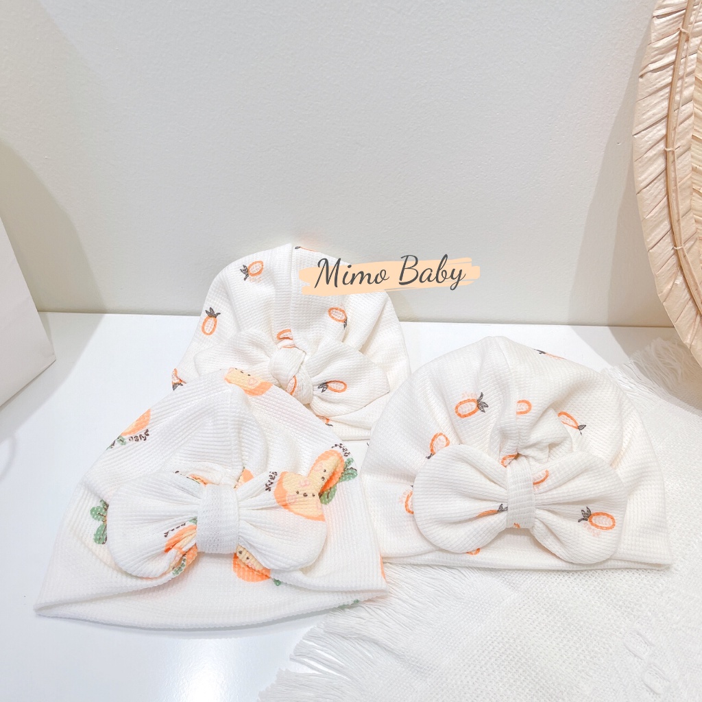 Mũ turban màu trắng kem họa tiết quả dứa xinh xắn cho bé MTB144 Mimo Baby