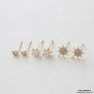 Khuyên Tai Tròn Mạ Vàng 18k Đính Đá Zircon Hình Ngôi Sao